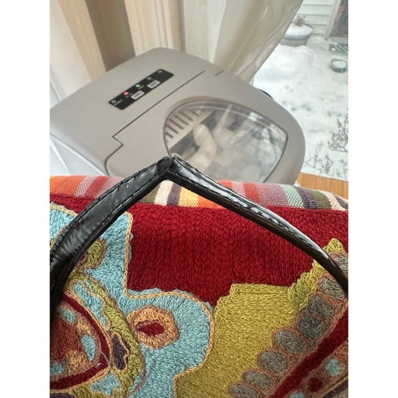 Coach Poppy Metallic Signature "C" Tote Bag In Charcoal With Patent Leather Trim - Picture 8 of 10